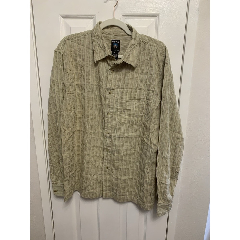 KÜHL Men's Plaid Button-Up Shirt RN#108846 Long Sleeve Brown XL